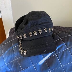 Black Cap with Skull Accents